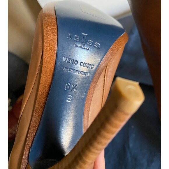 Lucchese Clarissa Western Dress Boot Sz 6.5 Luggage Leather Pointed Toe Mid Calf - Picture 16 of 16